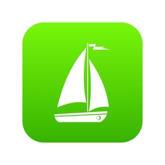 Boat icon digital green for any design isolated on white vector illustration