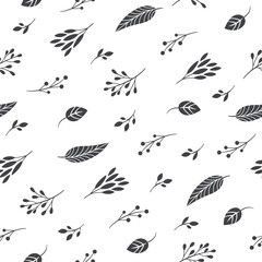 autumn leaves on a white backgound, seamless pattern