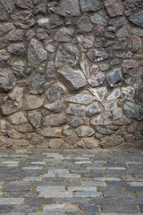 angular wall under the angle of stone and concrete