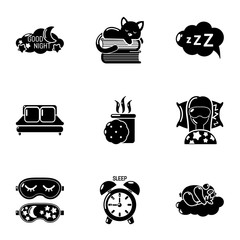 Hibernation icons set. Simple set of 9 hibernation vector icons for web isolated on white background