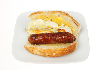 Fried egg and sausage giraffe roll