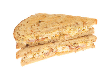 Egg mayonnaise and bacon sandwich
