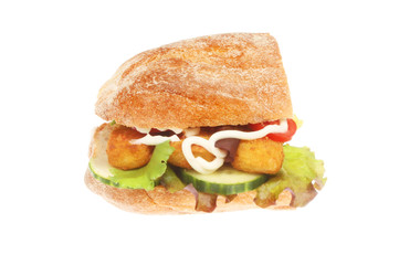 Fish finger and salad ciabatta
