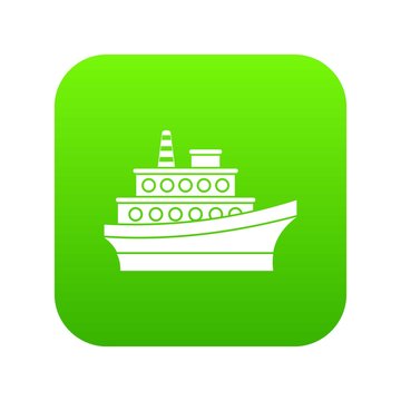 Big ship icon digital green for any design isolated on white vector illustration