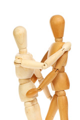 Two manikins embracing