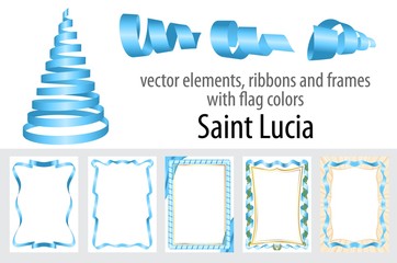 Fototapeta na wymiar vector elements, ribbons and frames with flag colors Saint Lucia, template for your certificate and diploma