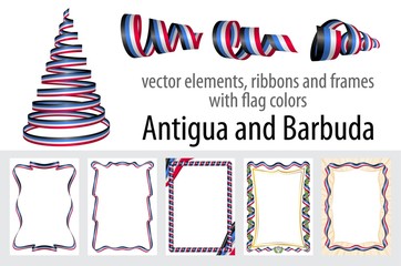 vector elements, ribbons and frames with flag colors Antigua and Barbuda, template for your certificate and diploma