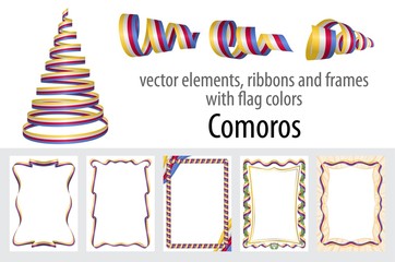 vector elements, ribbons and frames with flag colors Comoros, template for your certificate and diploma