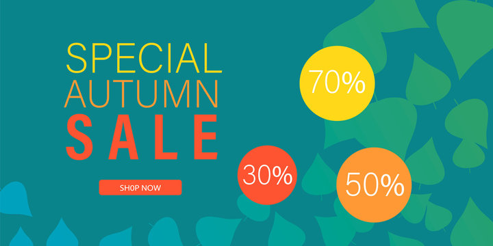 Special autumn sale banner horizontal. Flat illustration of vector special autumn sale banner horizontal for web design
