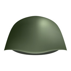 Old war helmet mockup. Realistic illustration of old war helmet vector mockup for web design isolated on white background