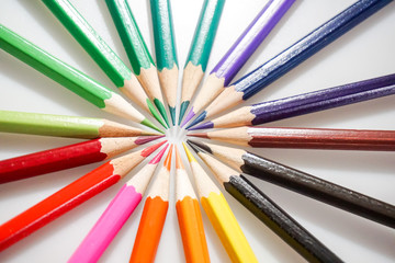 Naklejka premium Color pencils white background colorful