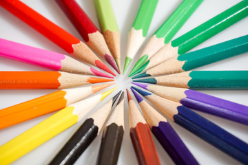 Fototapeta premium Color pencils white background colorful