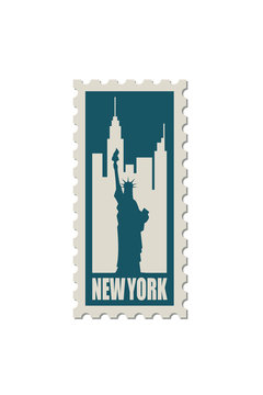 postage stamp with american symbol statue of liberty image