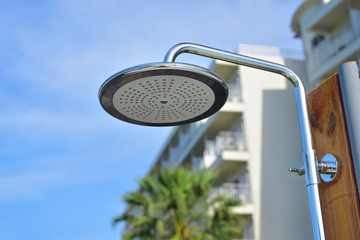 outdoor shower at swimming pool