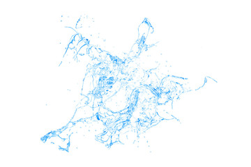Fototapeta na wymiar Isolated blue splash of water splashing on a white background. 3d illustration, 3d rendering.