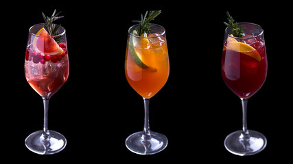 Collage of various cocktails on a black