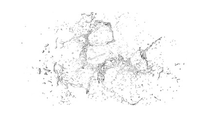 Isolated transparent splash of water splashing on a white background. 3d illustration, 3d rendering.
