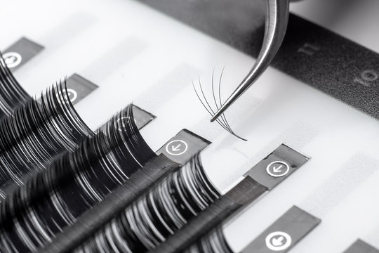 Set eyelash extension tools white isolated background