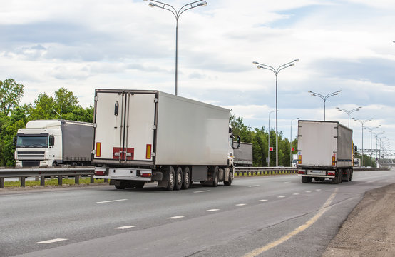 trucks move on road