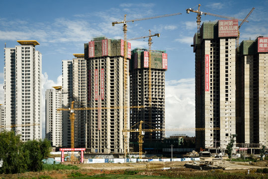 modern buildings under construction in dali
