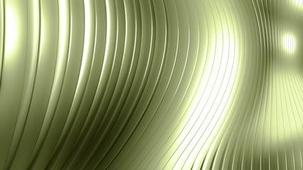 green beautiful colorful 3d background with smooth lines and waves of metal. 3d illustration, 3d rendering.