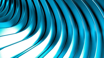 Sky-blue beautiful colorful 3d background with smooth lines and waves of metal. 3d illustration, 3d rendering.