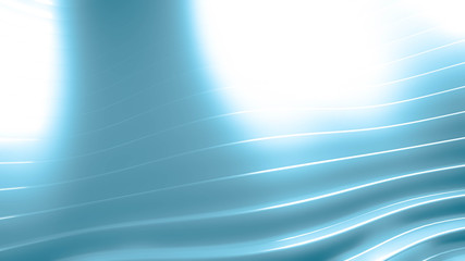 Sky-blue beautiful colorful 3d background with smooth lines and waves of metal. 3d illustration, 3d rendering.