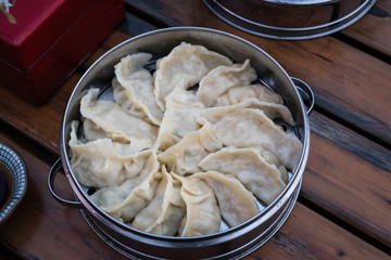 dumplings in a pan