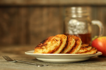 pancakes. breakfast and coziness. food background. top view
