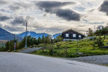 Norwegian home near lakes in autumn