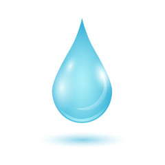 Vector blue water drop isolated on white background.