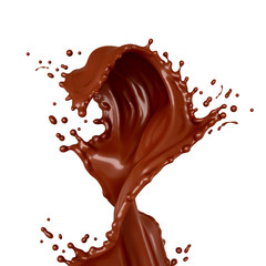 Delicious, beautiful, sweet chocolate splash. 3d illustration, 3d rendering.