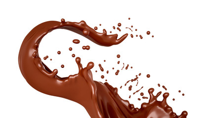 Delicious, beautiful, sweet chocolate splash. 3d illustration, 3d rendering.