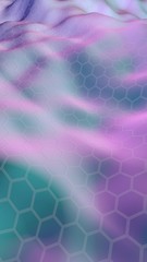 Colorful honeycomb with a gradient color on a light background. Perspective view on polygon look like honeycomb. Wavy surface. Isometric geometry. 3D illustration