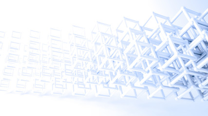 White, glowing, light 3d background with geometrical shapes.