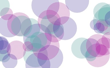 Multicolored translucent circles on a white background. Pink tones. 3D illustration