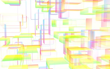 Colorful abstract digital and technology background. The pattern with repeating rectangles. 3D illustration