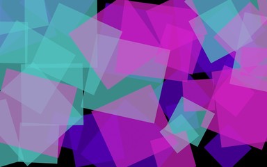 Fototapeta premium Multicolored translucent squares on dark background. Pink tones. 3D illustration