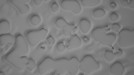 Grey abstract, three-dimensional background with flowing fluid flowing on the wall. 3d illustration, 3d rendering.