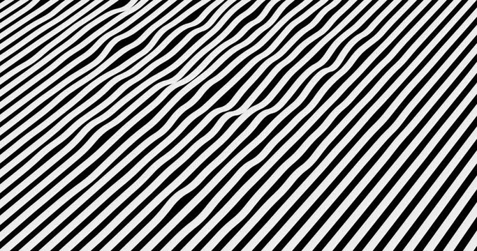 abstract black and white oblique strips movement, flowing in background, zebra effect, seamless loop ready