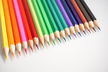 Fototapeta premium Color pencils white background colorful