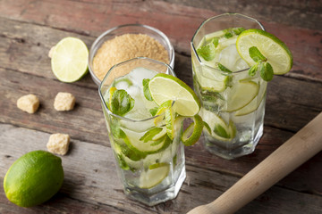 Cold mojito cocktails