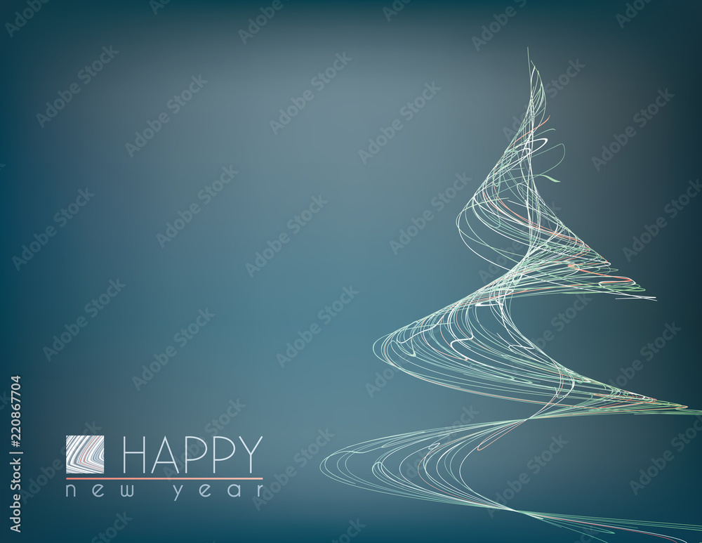 Poster minimal happy new year card with unusual christmas tree