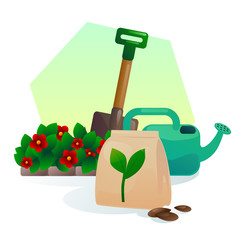 Gardering colorful vector illustration for web design