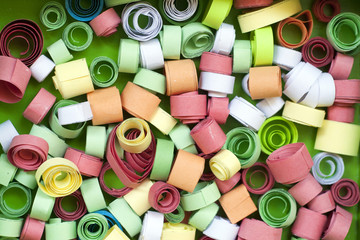 quilling, blank for quilling, the process of creating a child of quilling. Film Texture & Unfocused