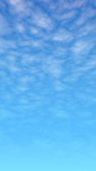 Cumulus white clouds in the clear blue sky in the morning. Blue sky background with white clouds. 3D illustration