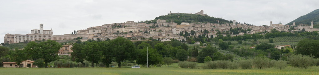Fototapeta na wymiar panorama di Assisi da Santa Maria degli Angeli