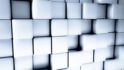 Metal abstract background with gray cubes, 3d illustration, 3d rendering.