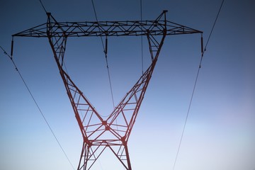 The evening electricity pylon silhouette