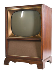 Vintage Television Isolated Over White Background